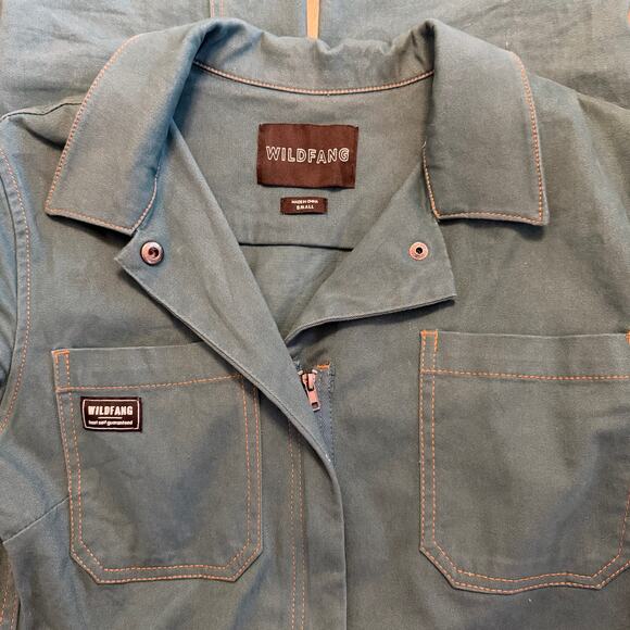 Wildfang Essential Coveralls Teal Blue Cotton Stretch Workwear Jumpsuit – Small - Picture 3 of 14